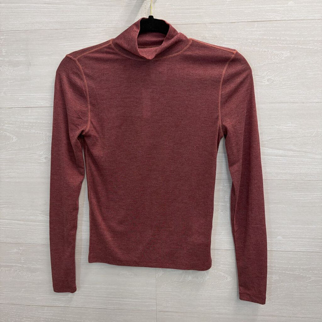 Madewell Burgundy Long Sleeve Mock Neck Top Extra Small