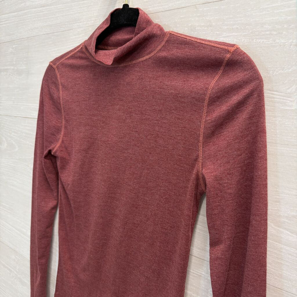 Madewell Burgundy Long Sleeve Mock Neck Top Extra Small