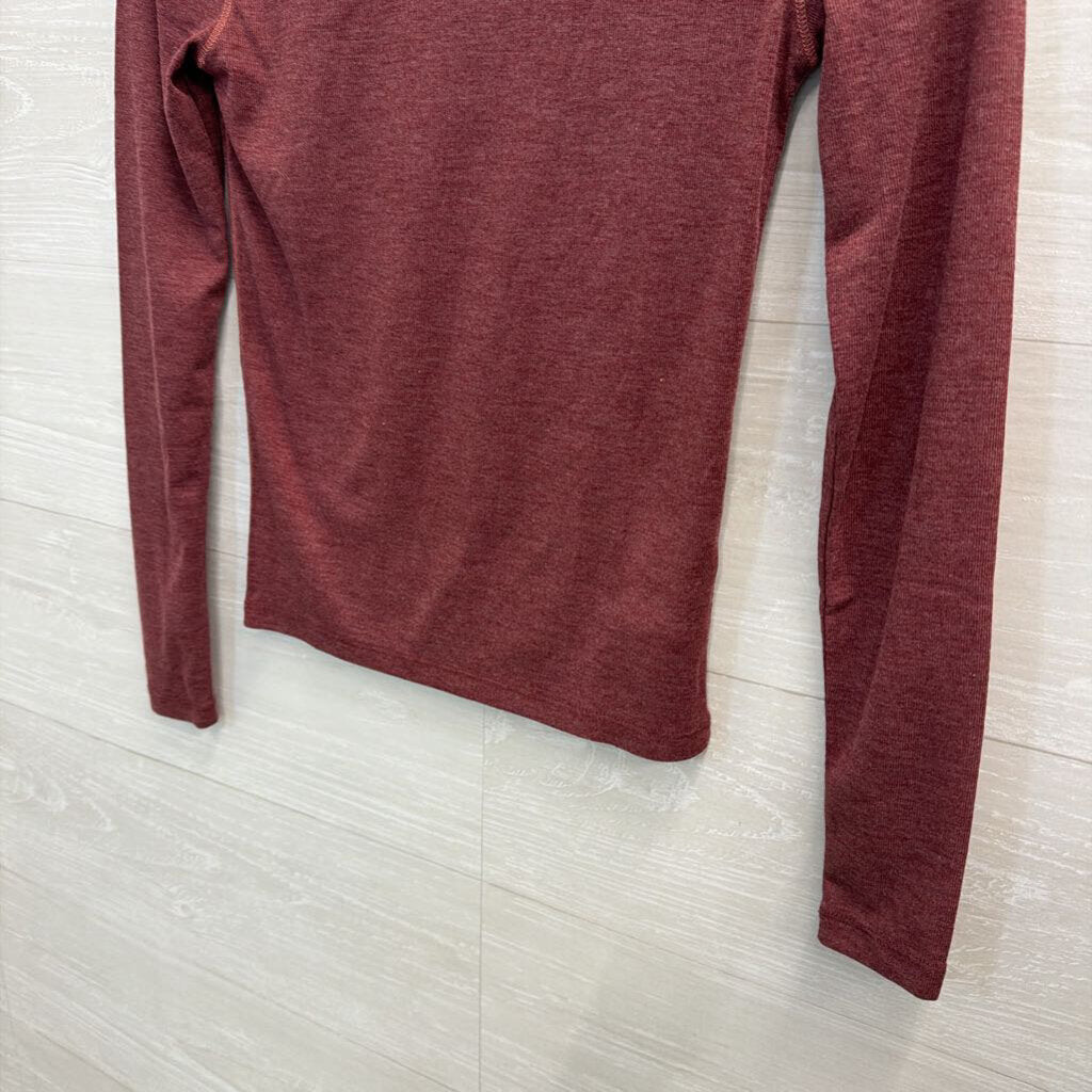 Madewell Burgundy Long Sleeve Mock Neck Top Extra Small