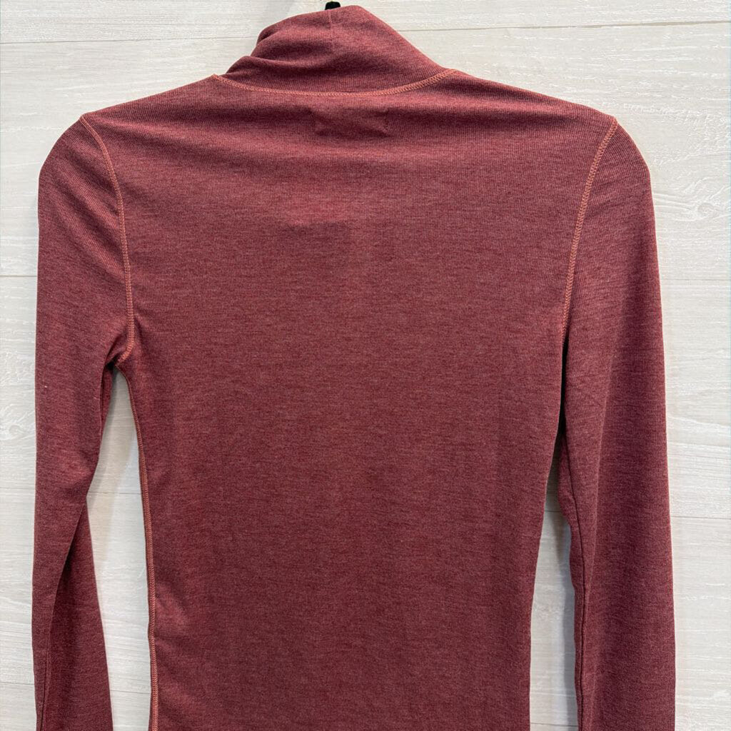 Madewell Burgundy Long Sleeve Mock Neck Top Extra Small