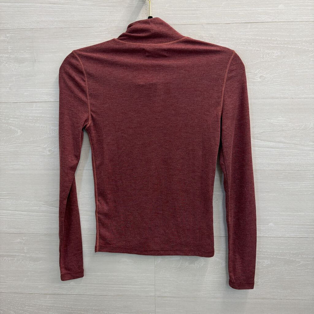Madewell Burgundy Long Sleeve Mock Neck Top Extra Small