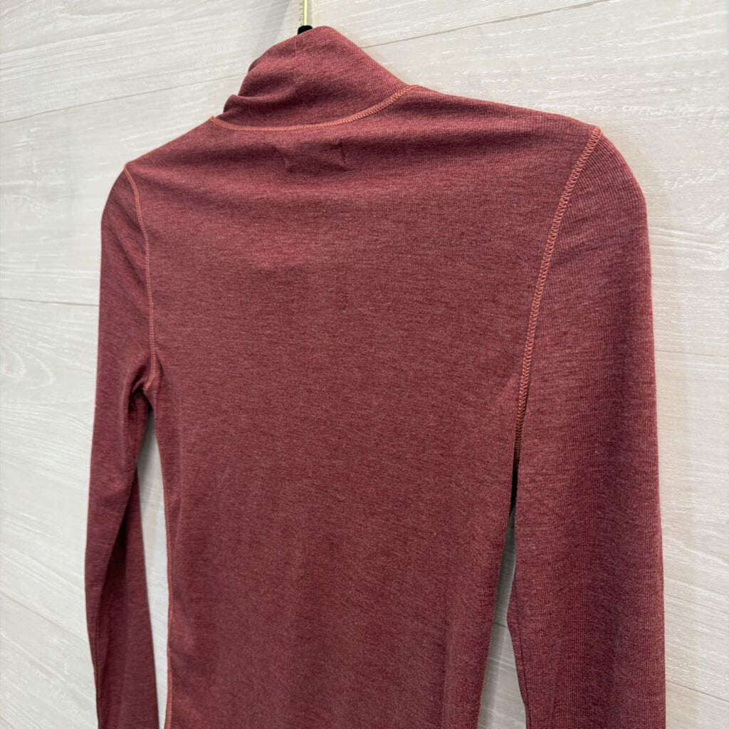 Madewell Burgundy Long Sleeve Mock Neck Top Extra Small