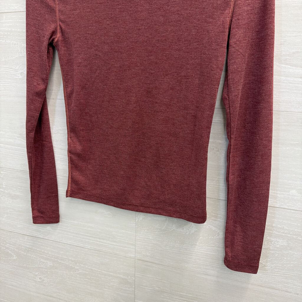 Madewell Burgundy Long Sleeve Mock Neck Top Extra Small