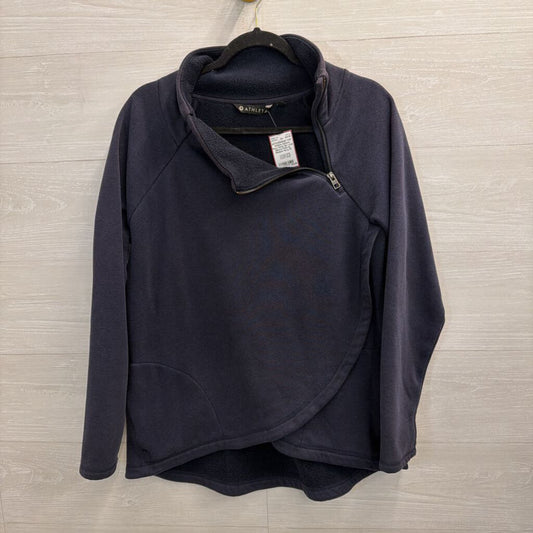 Athleta Navy Neck Zip Long Sleeve Pullover Medium