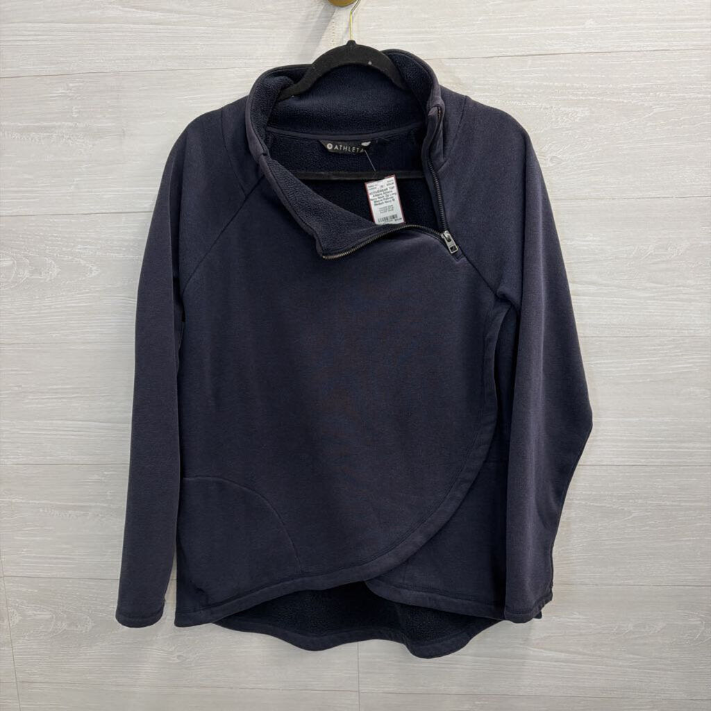Athleta Navy Neck Zip Long Sleeve Pullover Medium