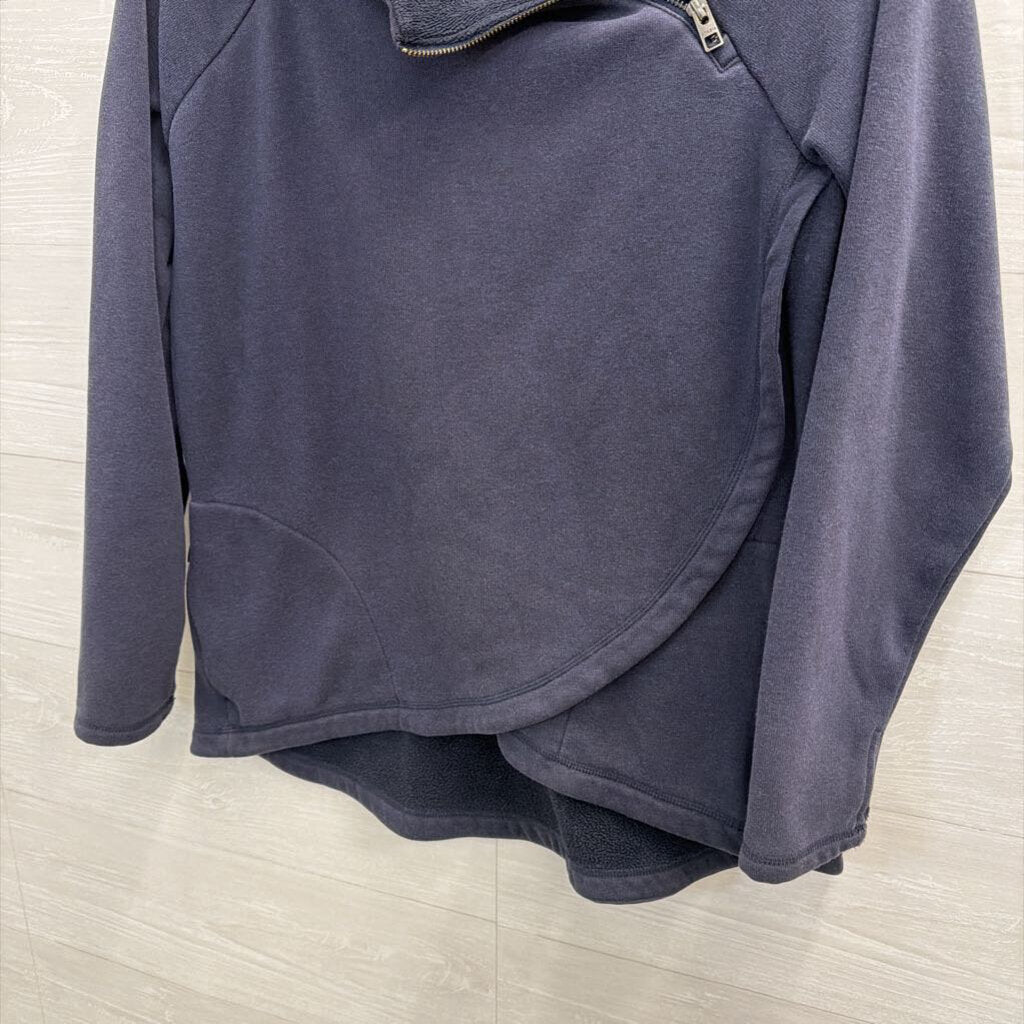 Athleta Navy Neck Zip Long Sleeve Pullover Medium