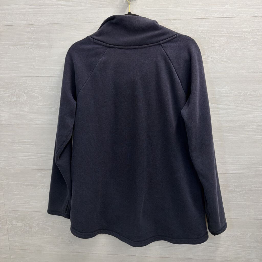 Athleta Navy Neck Zip Long Sleeve Pullover Medium