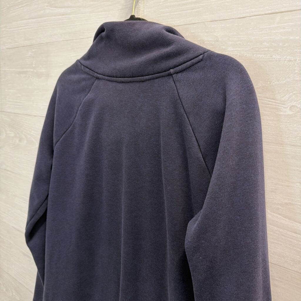 Athleta Navy Neck Zip Long Sleeve Pullover Medium