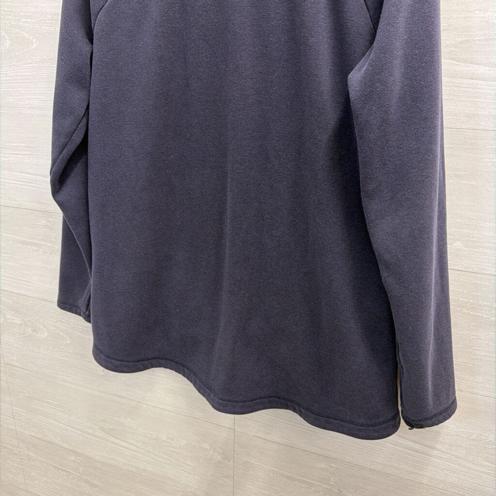 Athleta Navy Neck Zip Long Sleeve Pullover Medium