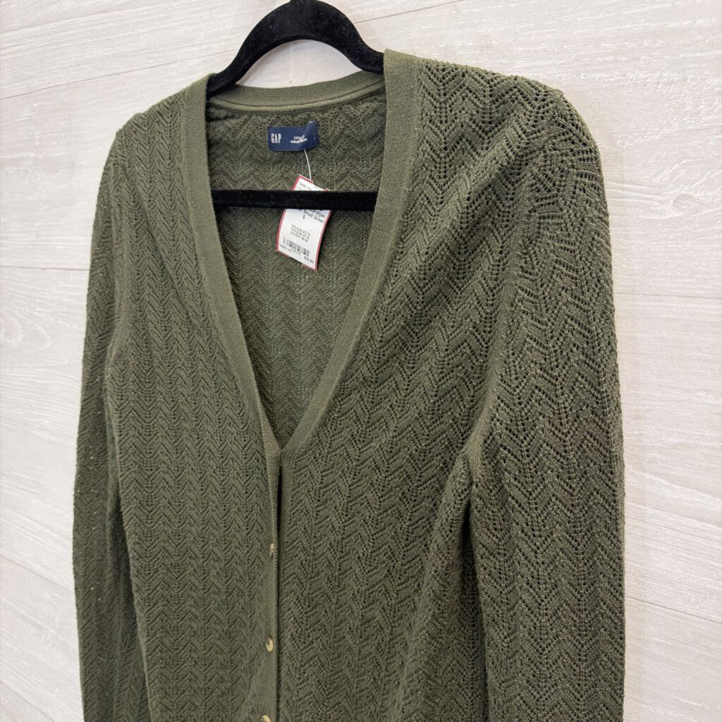 Gap Green Knit Cardigan Sweater Small