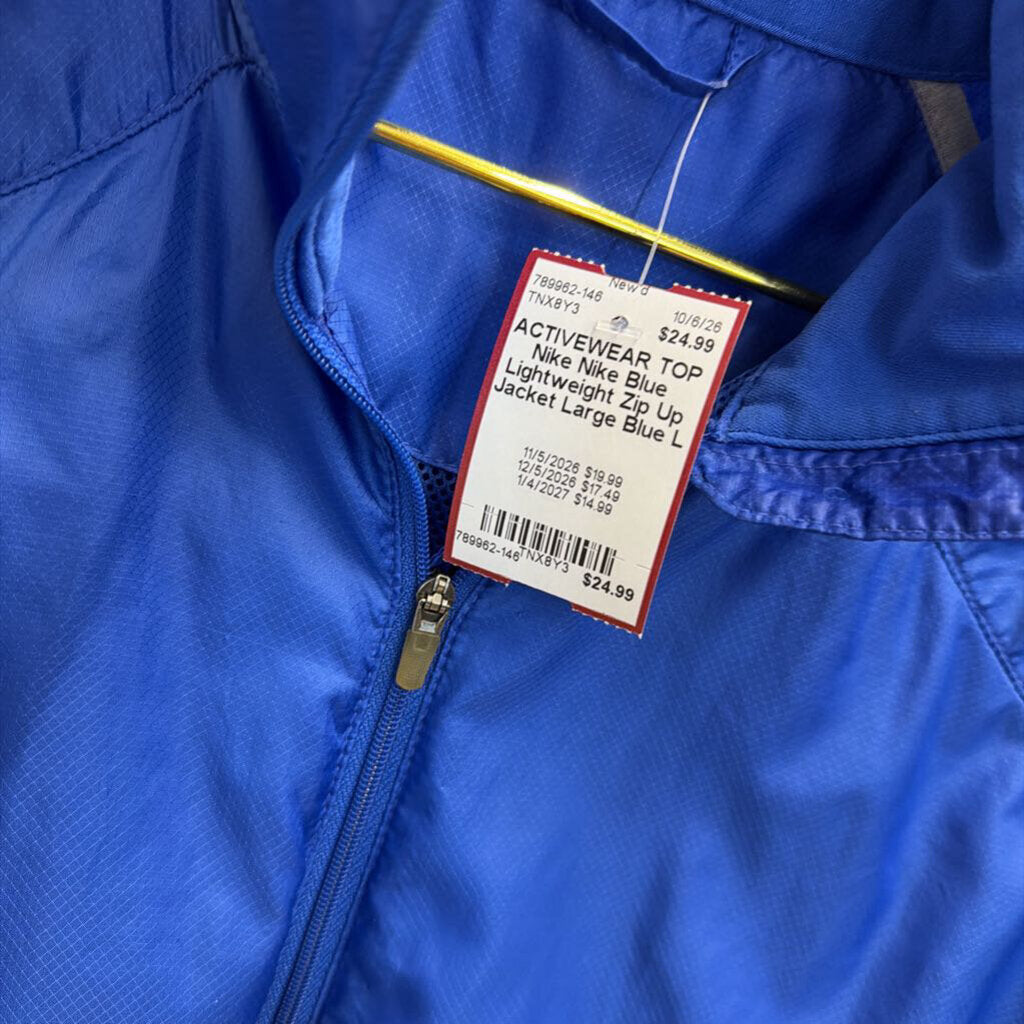 Nike Blue Lightweight Zip Up Jacket Large