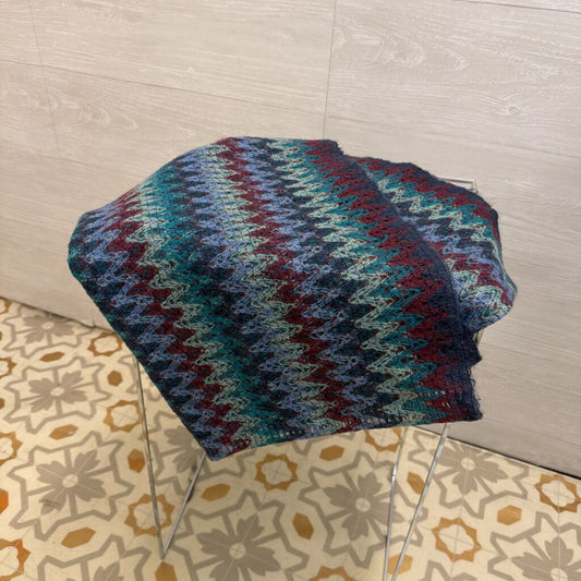 Missoni Blue/ Multi Striped Print Knit Scarf