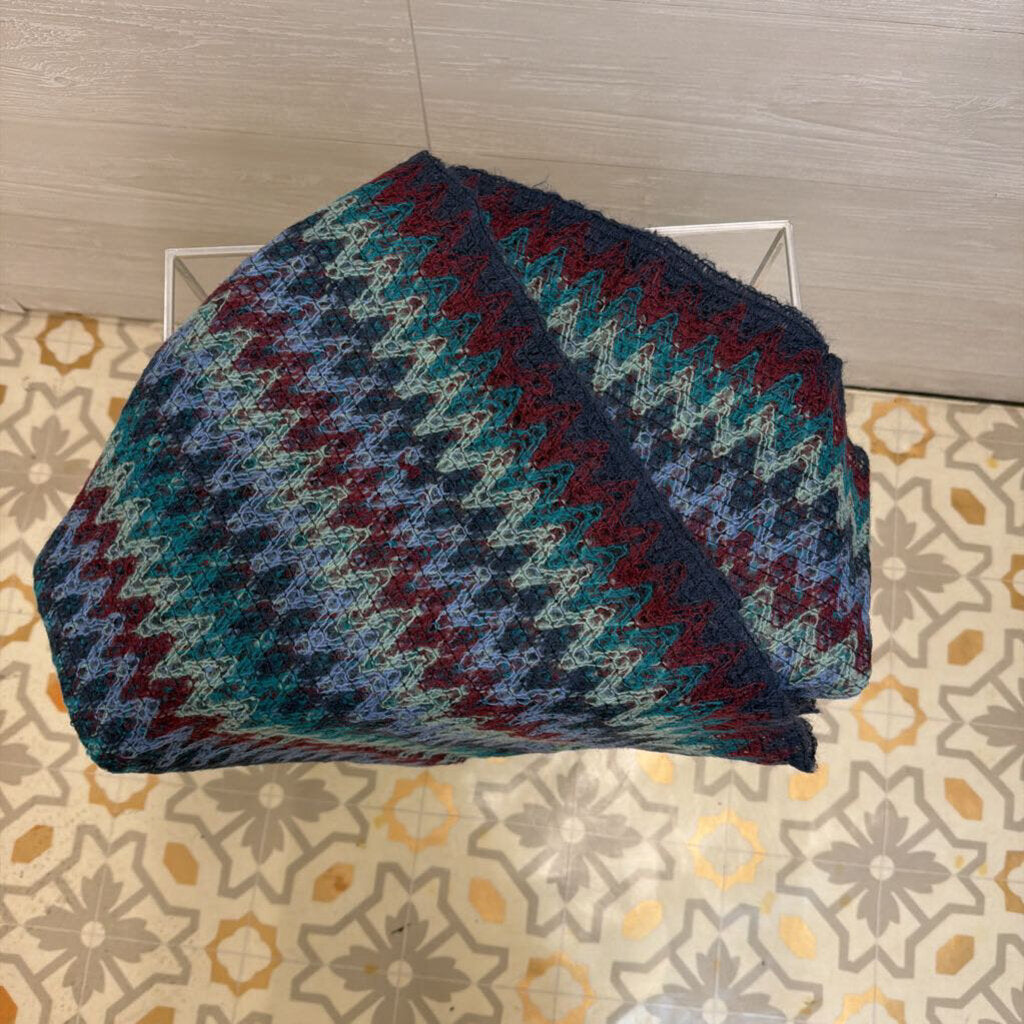 Missoni Blue/ Multi Striped Print Knit Scarf