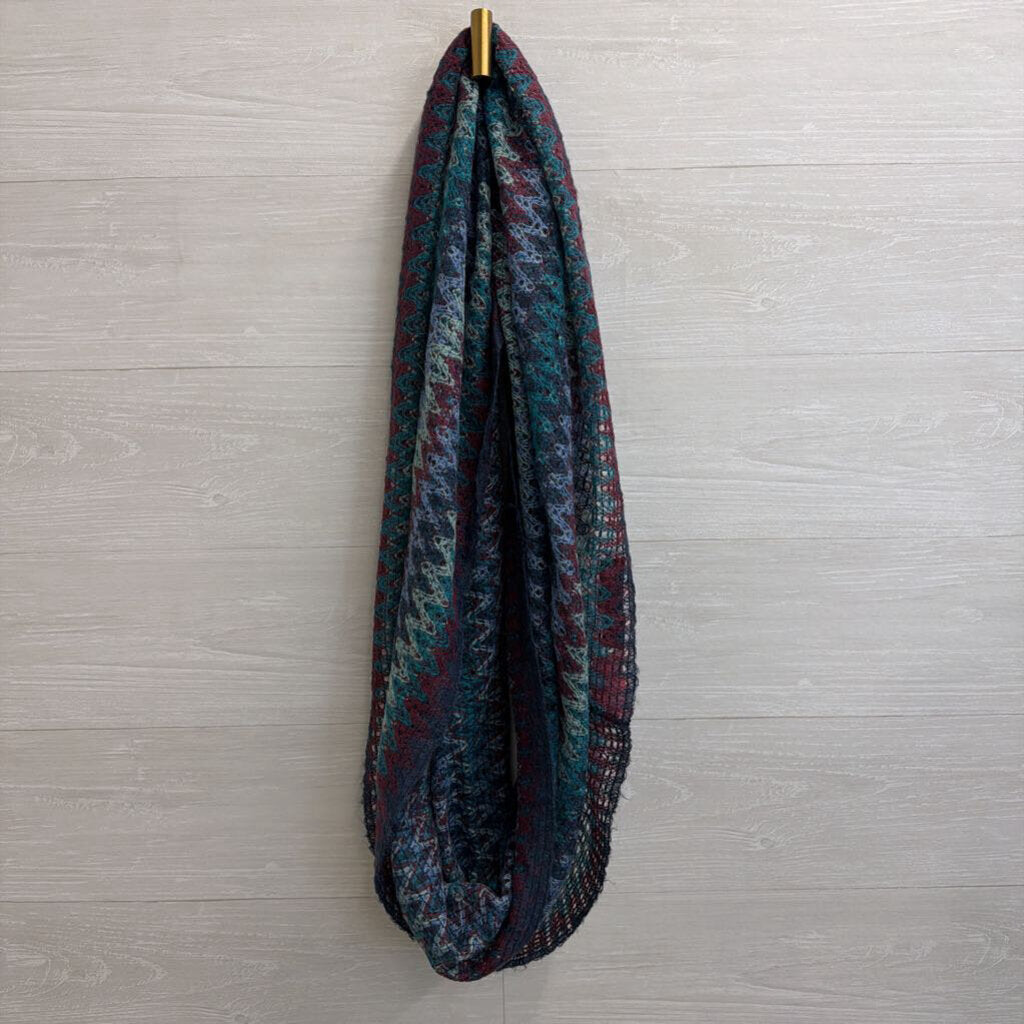 Missoni Blue/ Multi Striped Print Knit Scarf