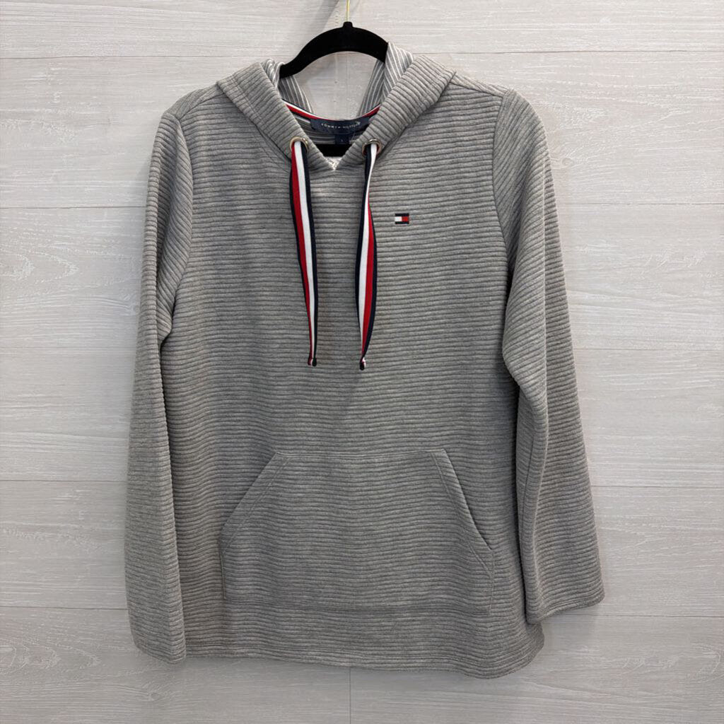 Tommy Hilfiger Grey Ribbed Hooded Pullover Small