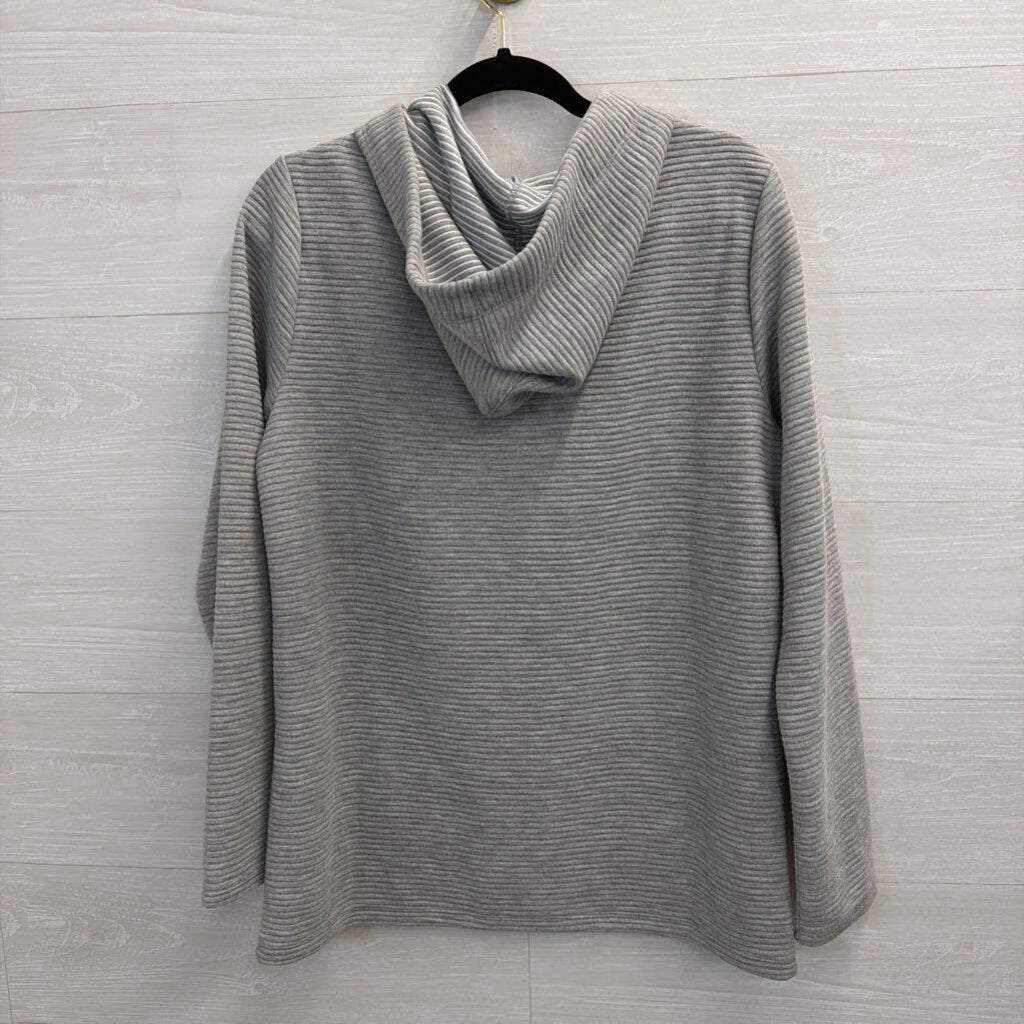 Tommy Hilfiger Grey Ribbed Hooded Pullover Small