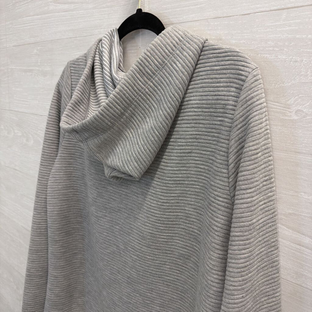 Tommy Hilfiger Grey Ribbed Hooded Pullover Small