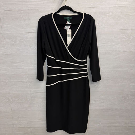 Ralph Lauren Black/ White Stripe Detail Long Sleeve Dress 10