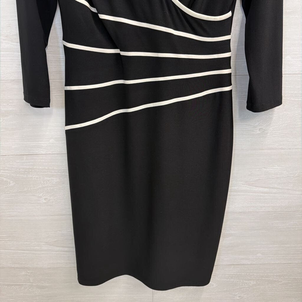 Ralph Lauren Black/ White Stripe Detail Long Sleeve Dress 10