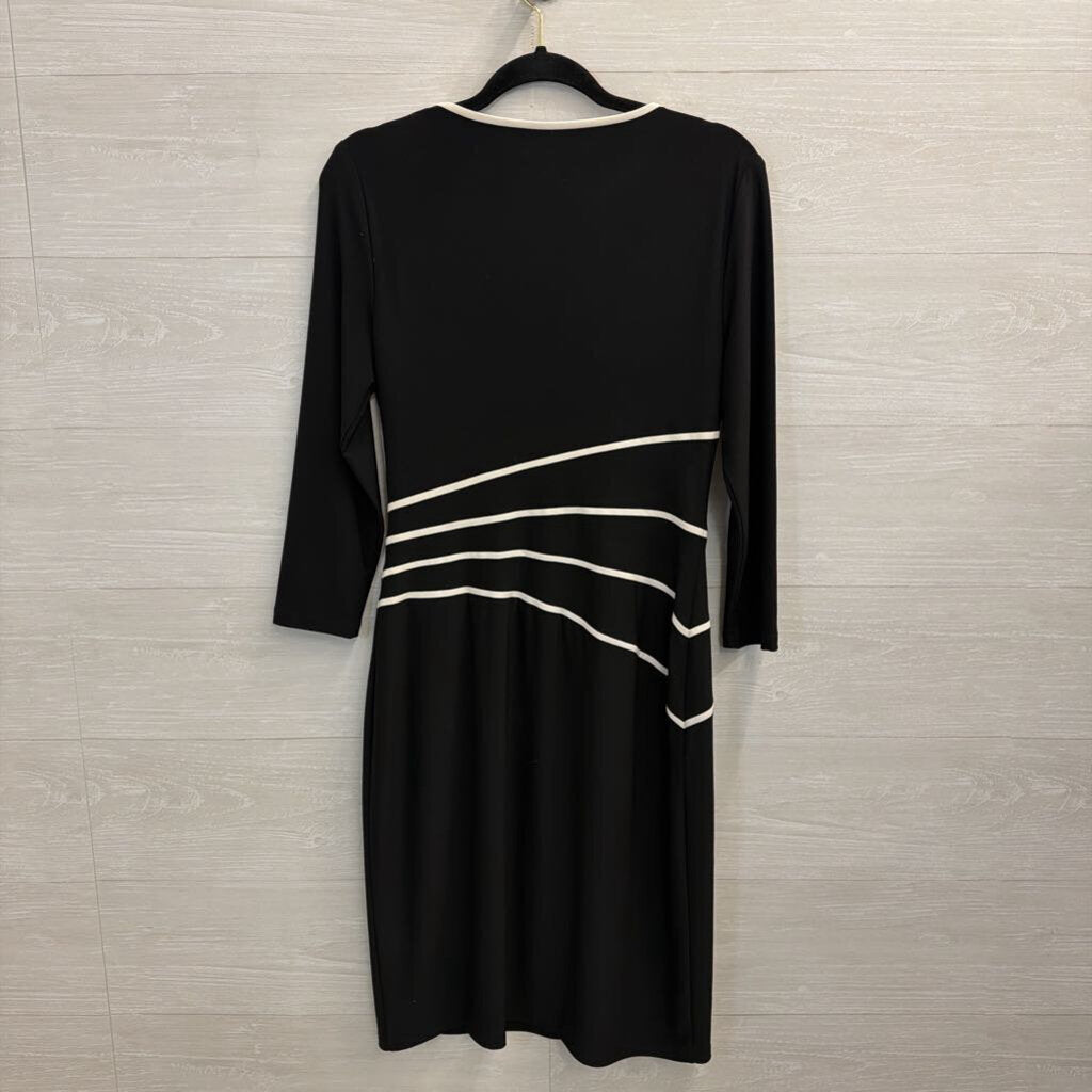 Ralph Lauren Black/ White Stripe Detail Long Sleeve Dress 10