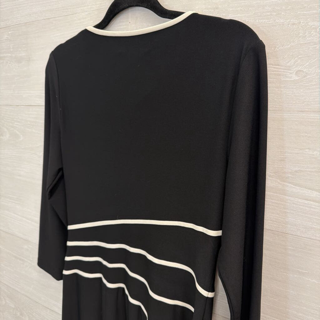 Ralph Lauren Black/ White Stripe Detail Long Sleeve Dress 10