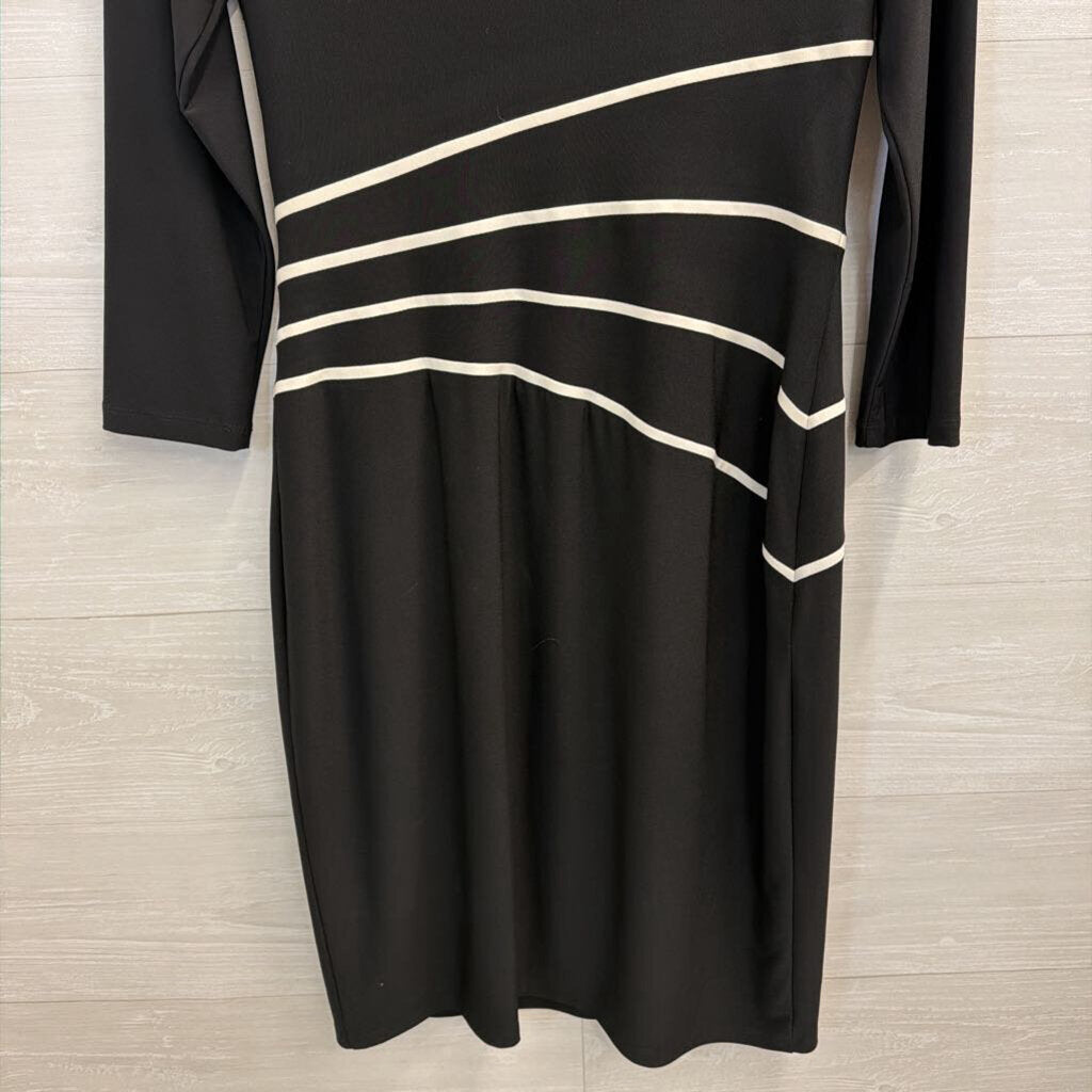 Ralph Lauren Black/ White Stripe Detail Long Sleeve Dress 10