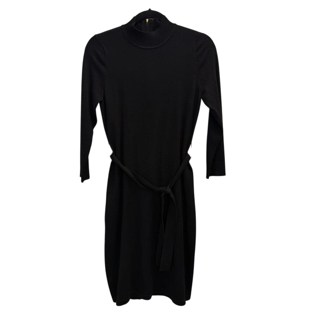 Calvin Klein Black Knit Long Sleeve Tie Waist Dress Small