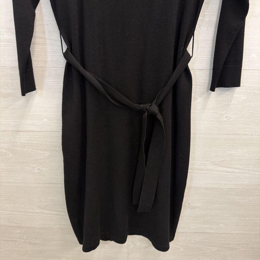Calvin Klein Black Knit Long Sleeve Tie Waist Dress Small