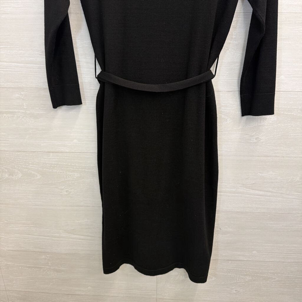 Calvin Klein Black Knit Long Sleeve Tie Waist Dress Small