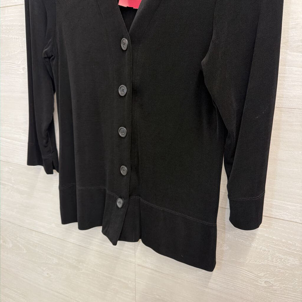 Choices Black Long Sleeve Button Front Top Small Petite