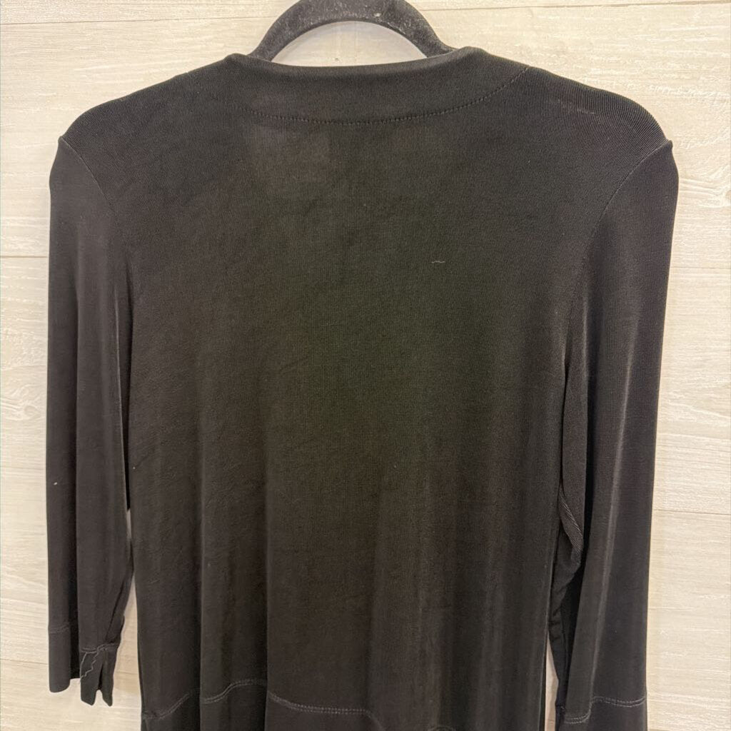 Choices Black Long Sleeve Button Front Top Small Petite