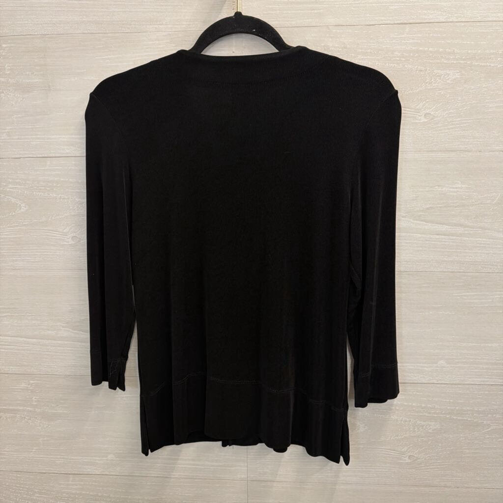 Choices Black Long Sleeve Button Front Top Small Petite