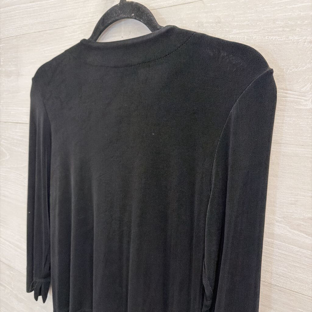 Choices Black Long Sleeve Button Front Top Small Petite
