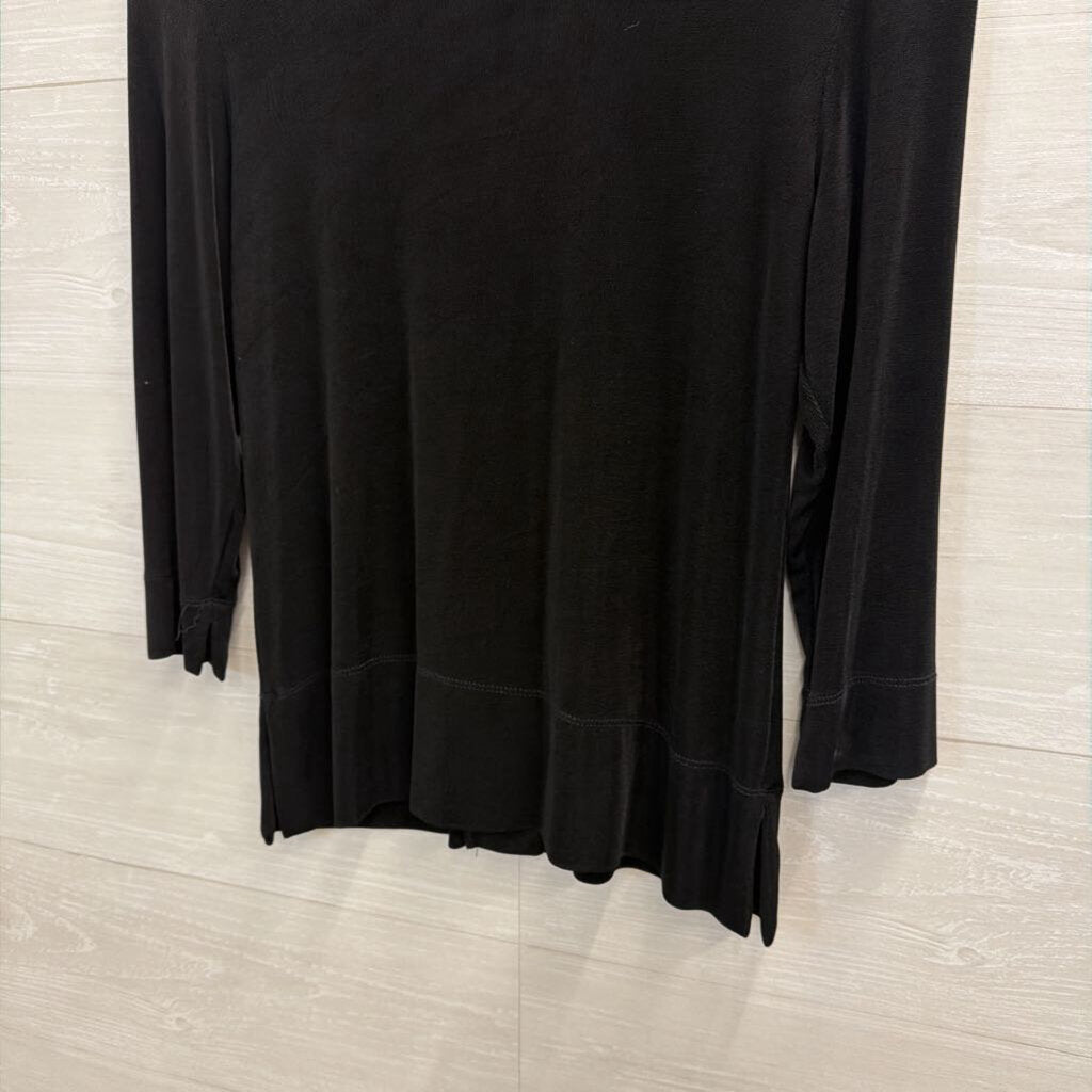 Choices Black Long Sleeve Button Front Top Small Petite