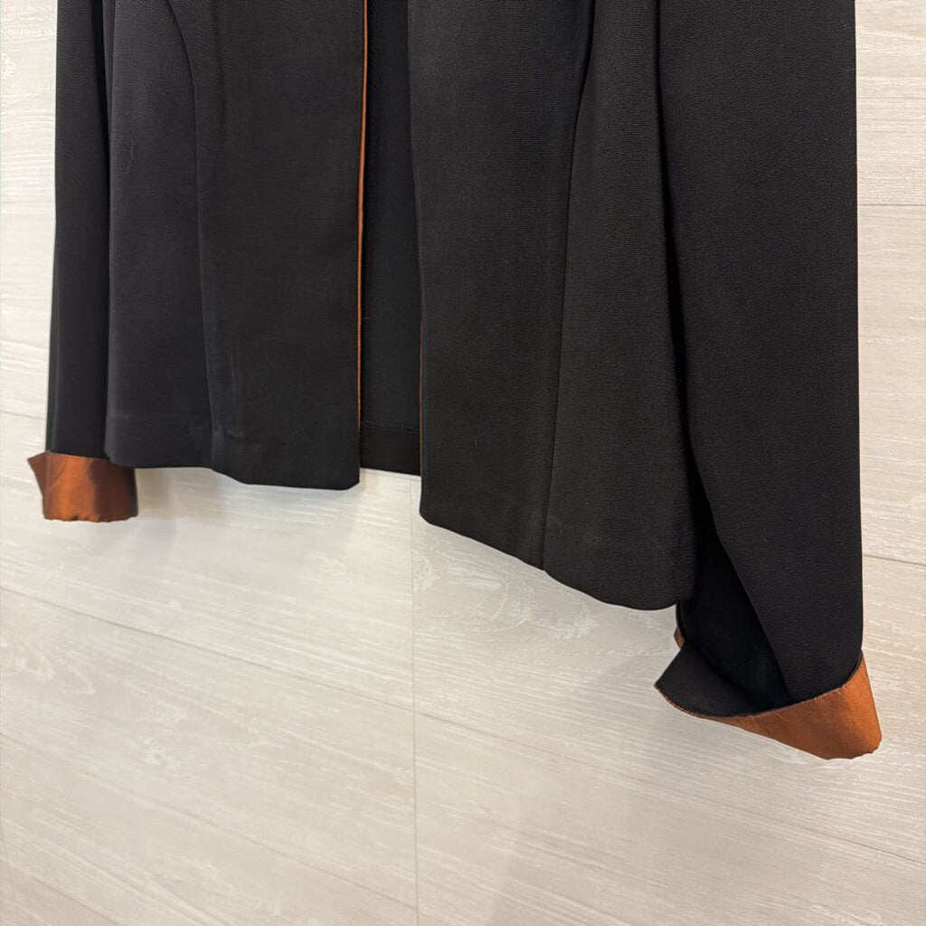 Positive Attitude Black/ Brown Lined Cropped Open Front Jacket 6 Petite