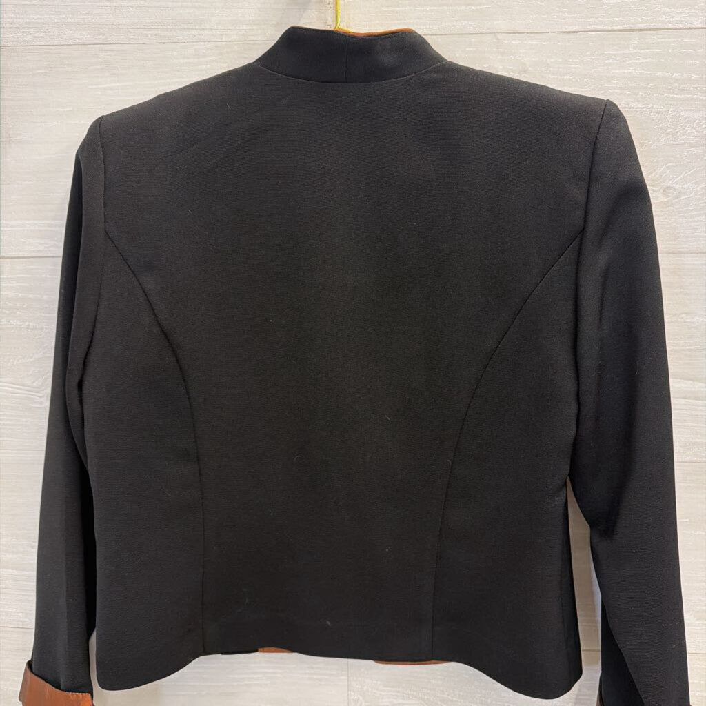Positive Attitude Black/ Brown Lined Cropped Open Front Jacket 6 Petite with skirt