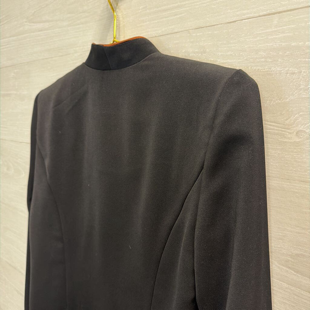 Positive Attitude Black/ Brown Lined Cropped Open Front Jacket 6 Petite