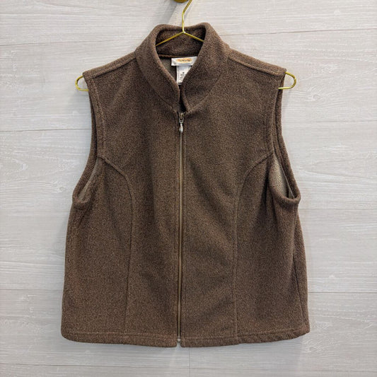 Talbots Brown Fleece Zip Up Vest Medium