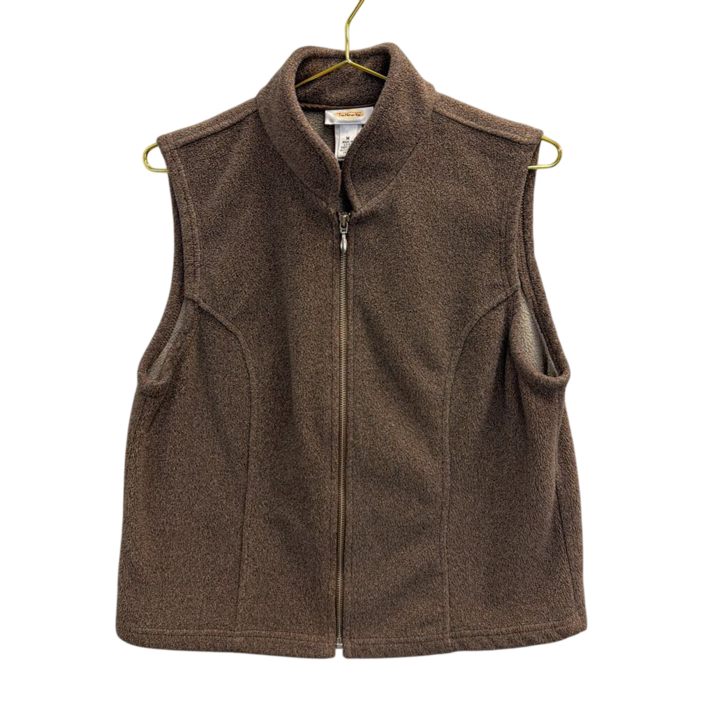 Talbots Brown Fleece Zip Up Vest Medium