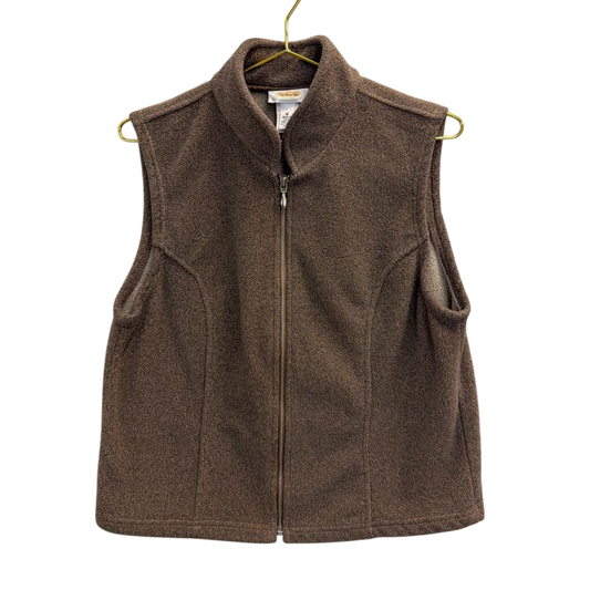 Talbots Brown Fleece Zip Up Vest Medium