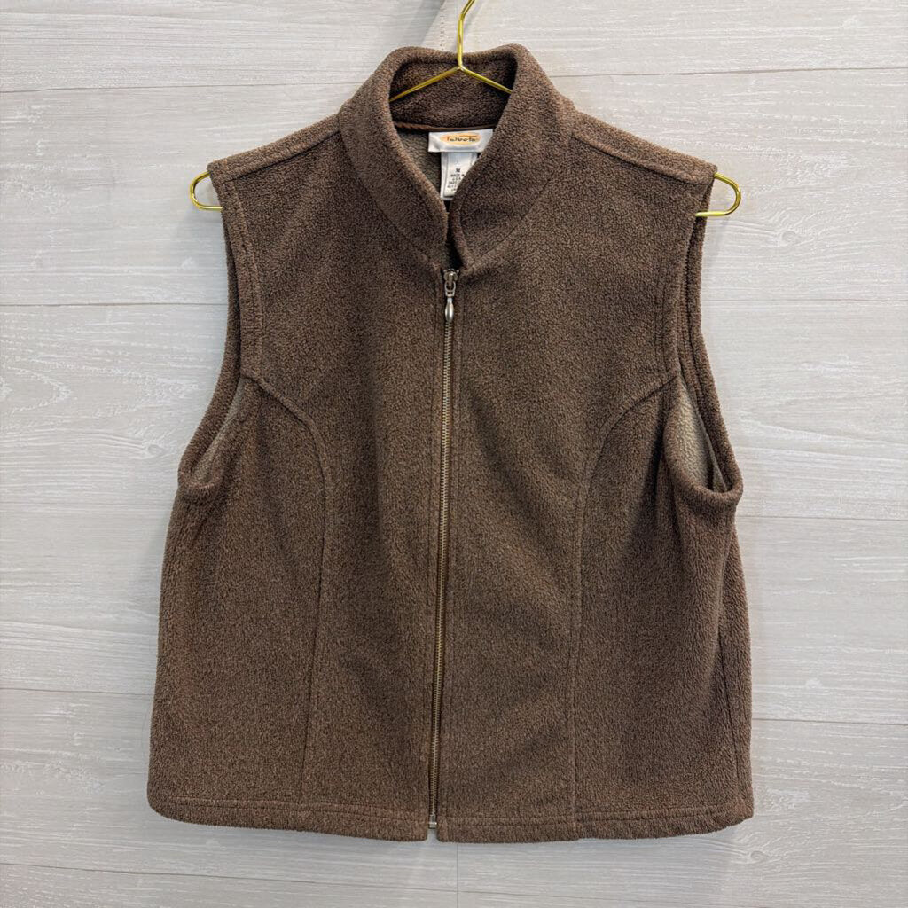Talbots Brown Fleece Zip Up Vest Medium