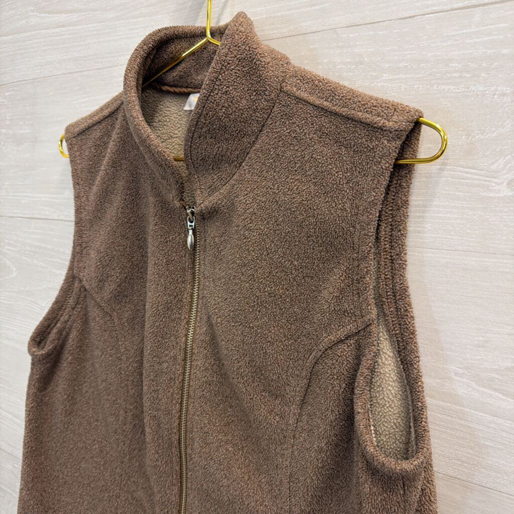 Talbots Brown Fleece Zip Up Vest Medium