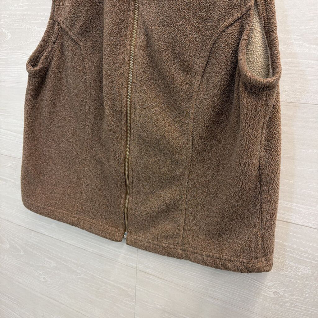 Talbots Brown Fleece Zip Up Vest Medium