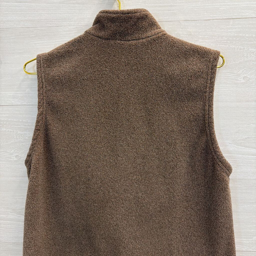 Talbots Brown Fleece Zip Up Vest Medium