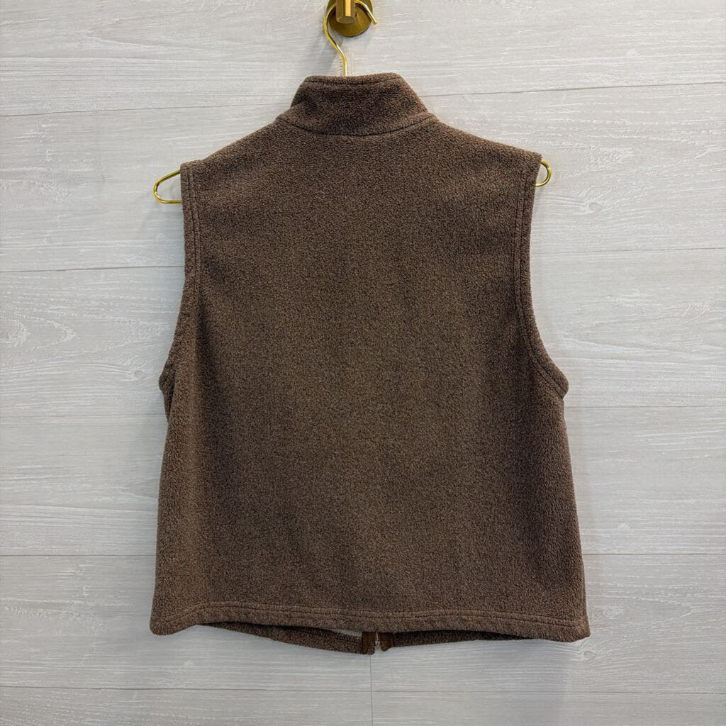 Talbots Brown Fleece Zip Up Vest Medium