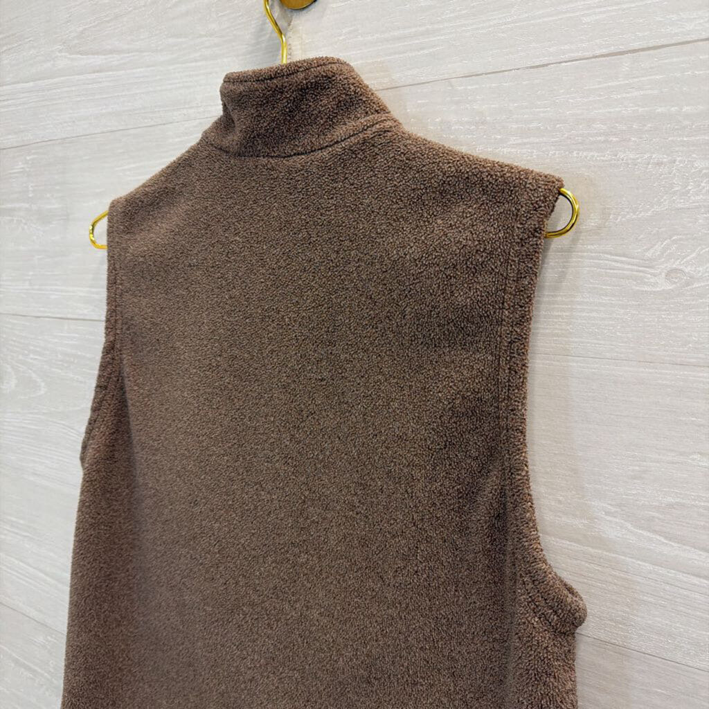 Talbots Brown Fleece Zip Up Vest Medium