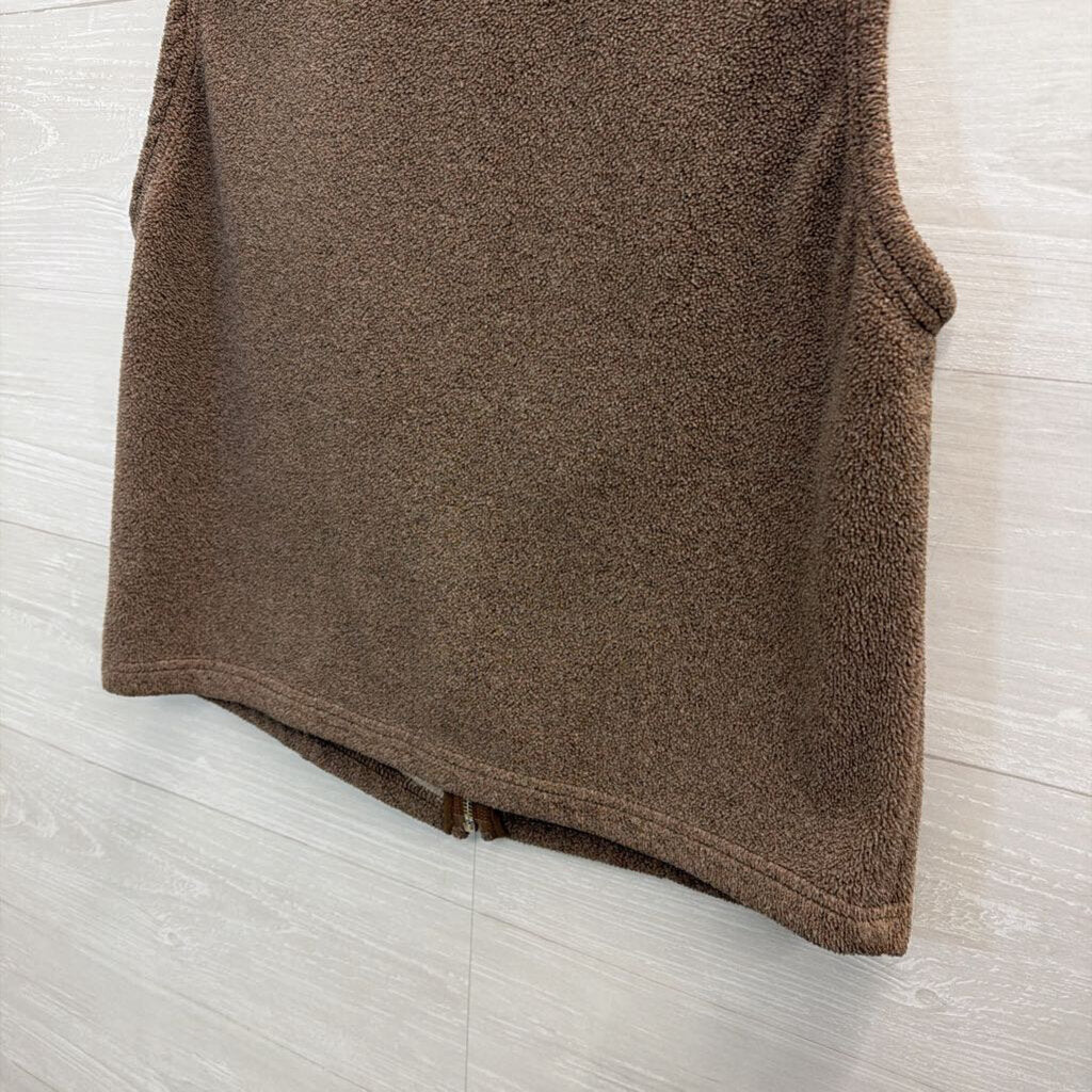 Talbots Brown Fleece Zip Up Vest Medium