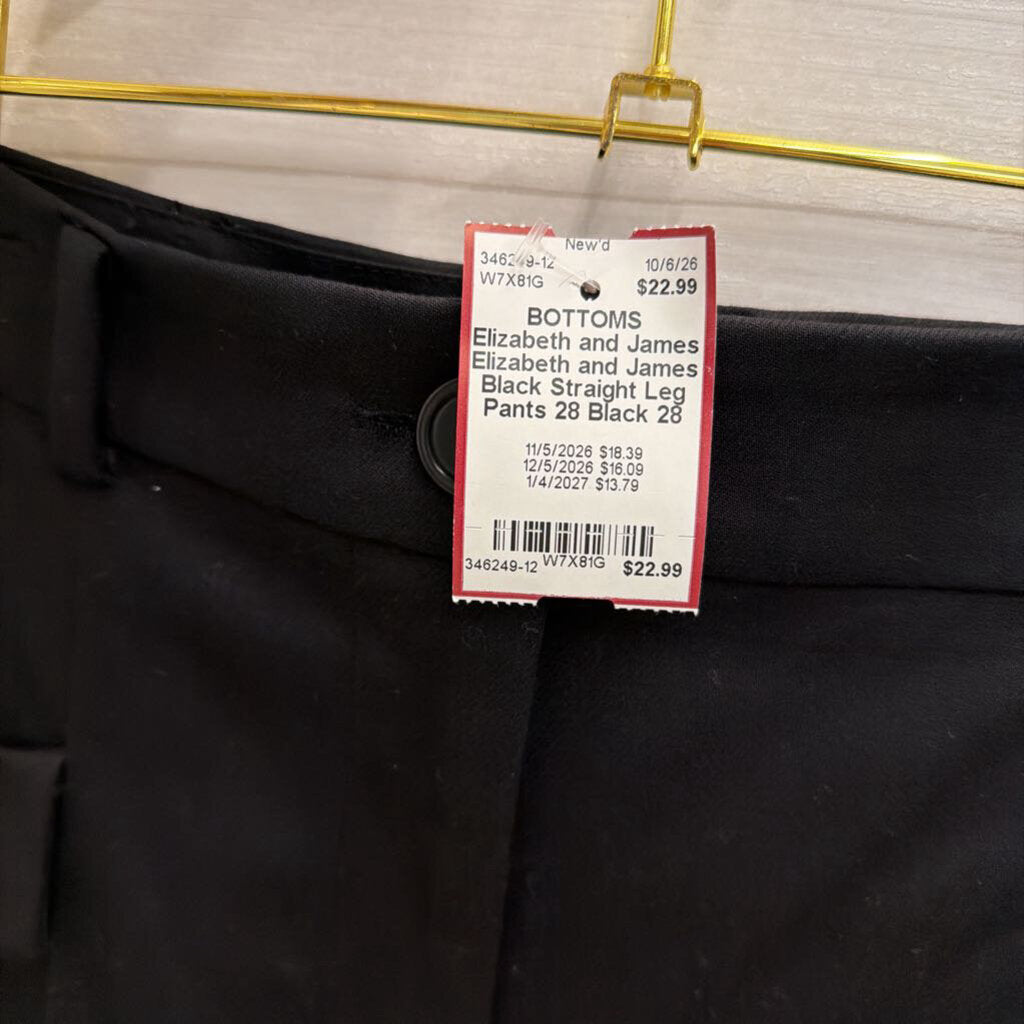 Elizabeth and James Black Straight Leg Pants 28
