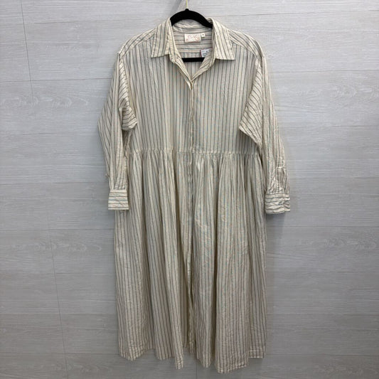 Paper Lace White/ Black Striped Long Sleeve Button Down Midi Dress Extra Large