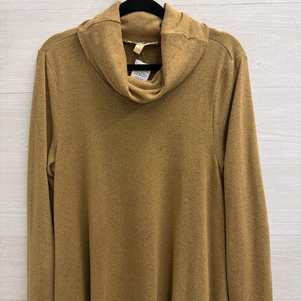 Aryeh Brown Knit Long Sleeve Turtleneck Dress Large
